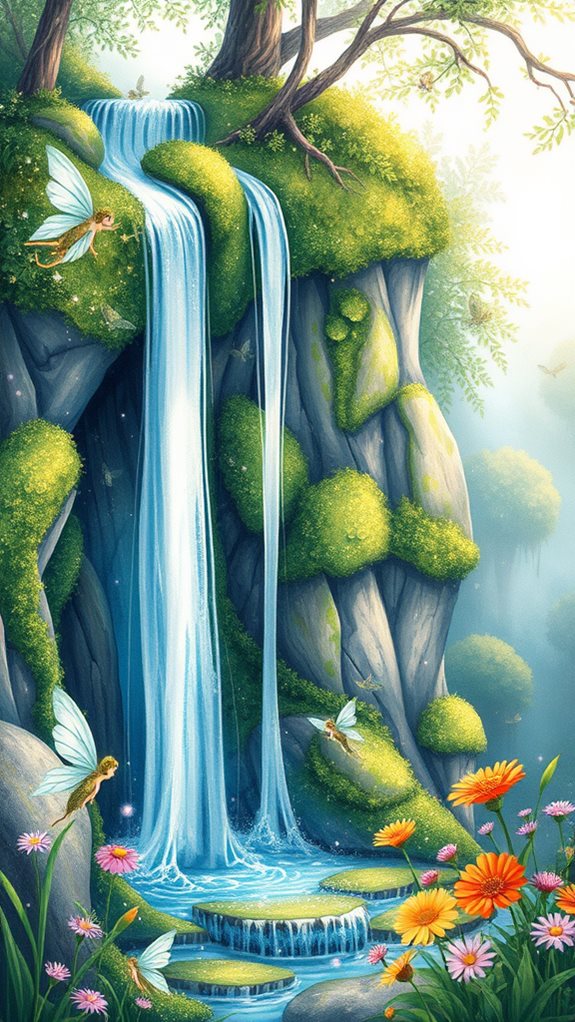 enchanting fairy waterfall scene