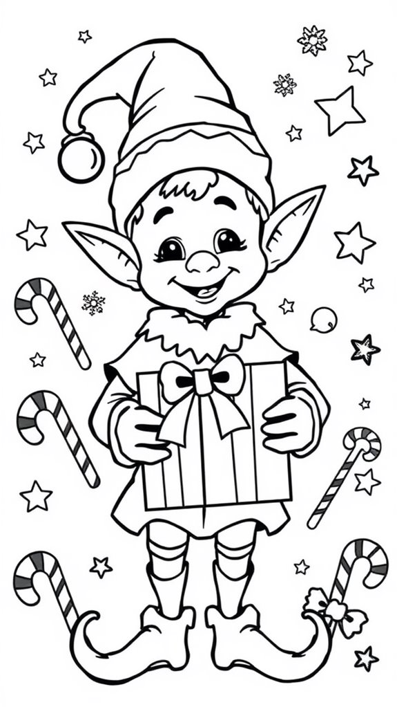 festive elf coloring activity
