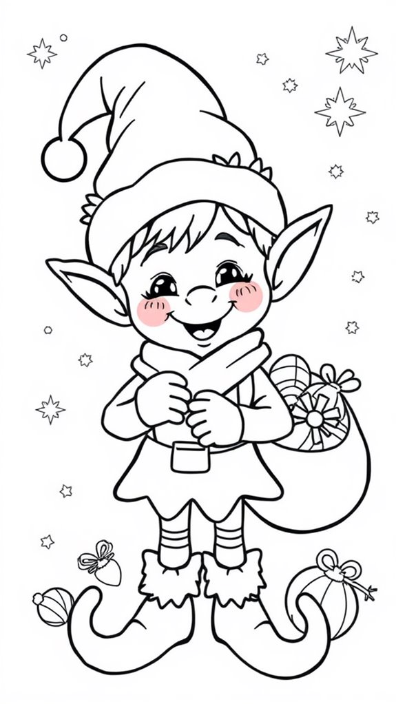 festive elf coloring activity