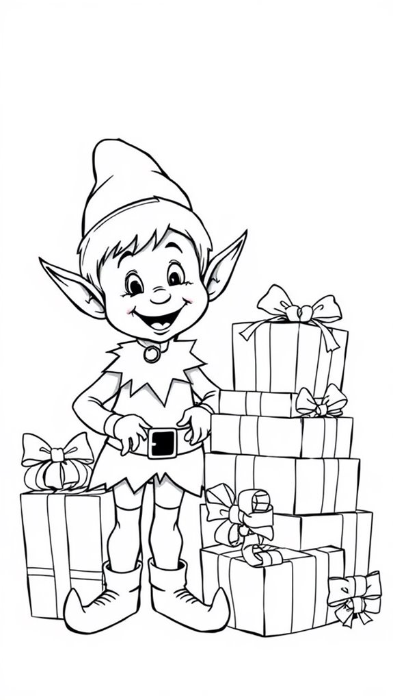 festive elf coloring activity