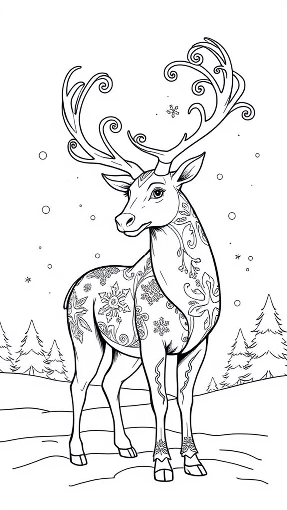 festive reindeer coloring activity