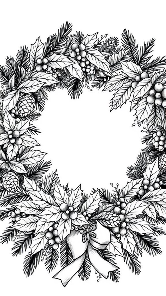 festive wreath coloring activity