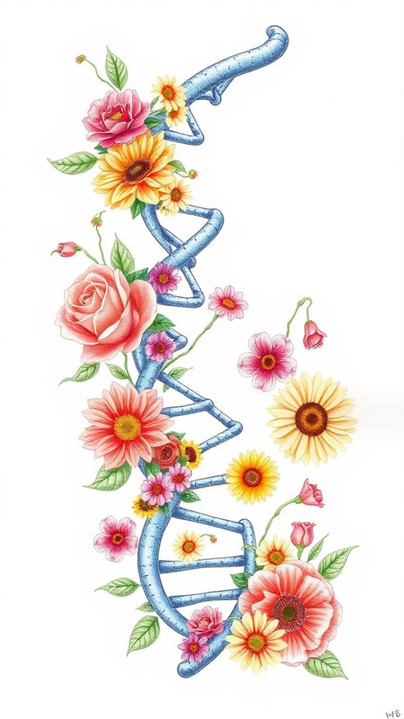 floral dna helix art
