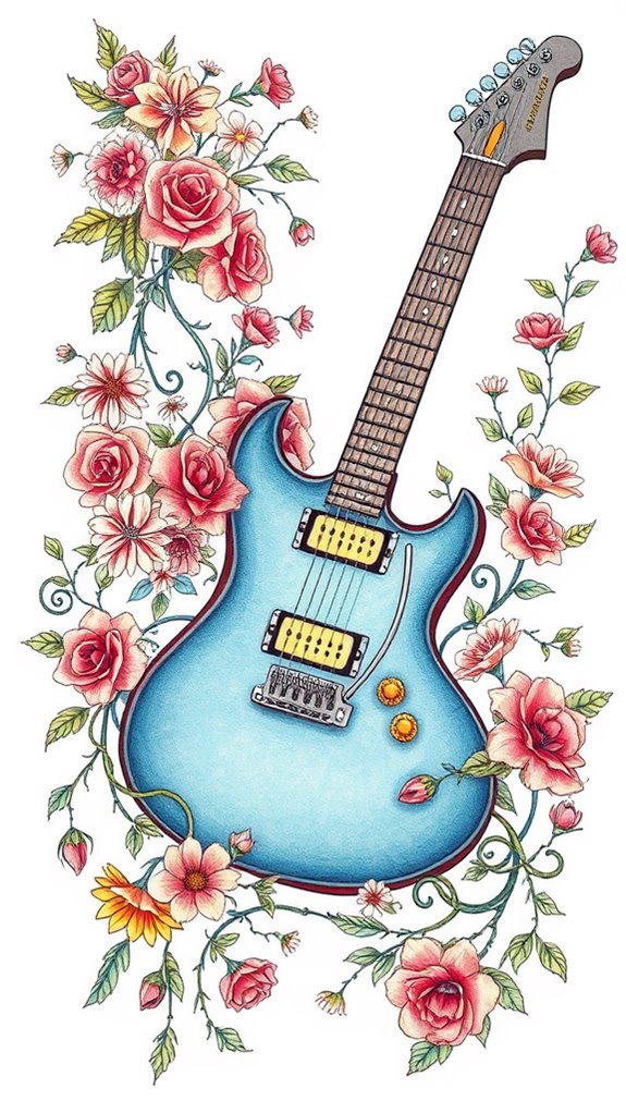 floral electric guitar design