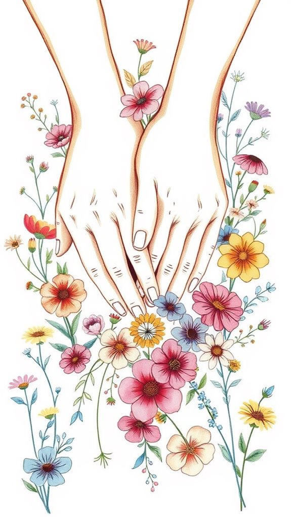 floral hand holding illustration