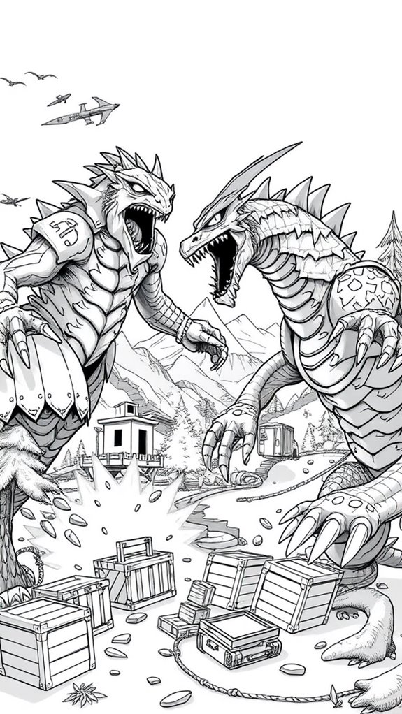 fortnite monster battle coloring