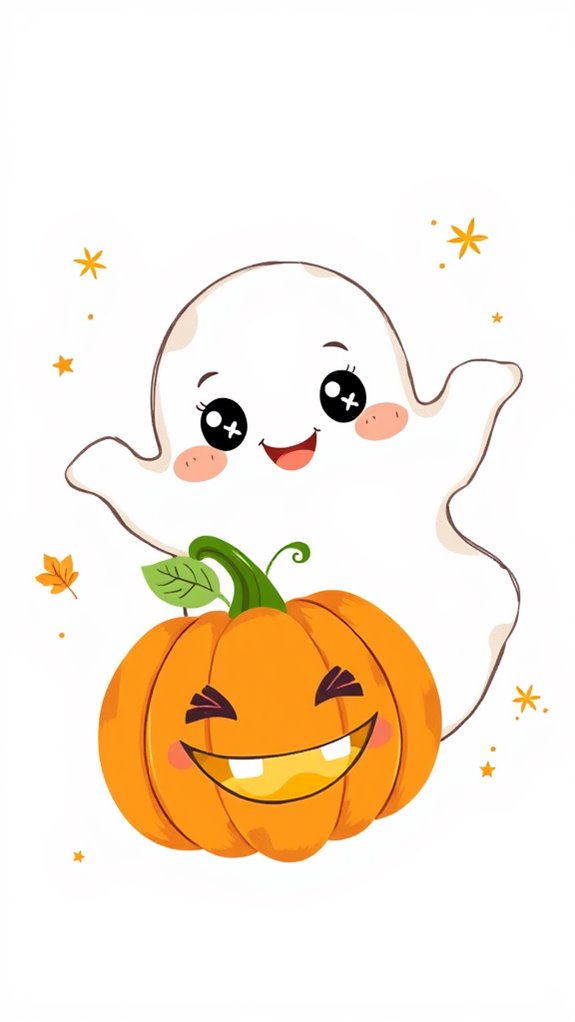 friendly ghost and pumpkin