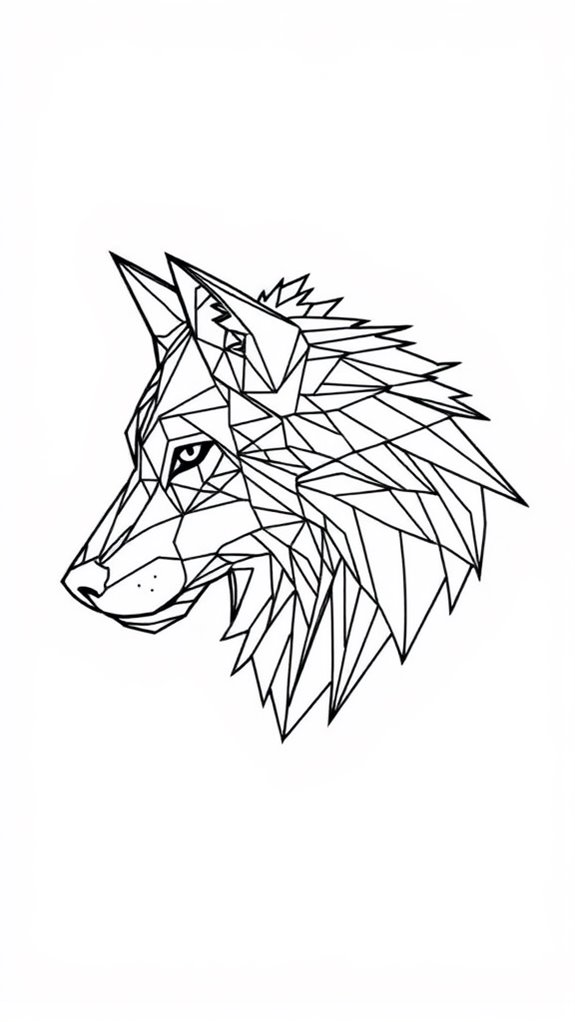 geometric wolf coloring page