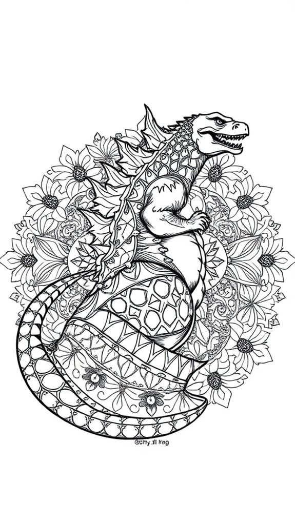 godzilla mandala coloring page