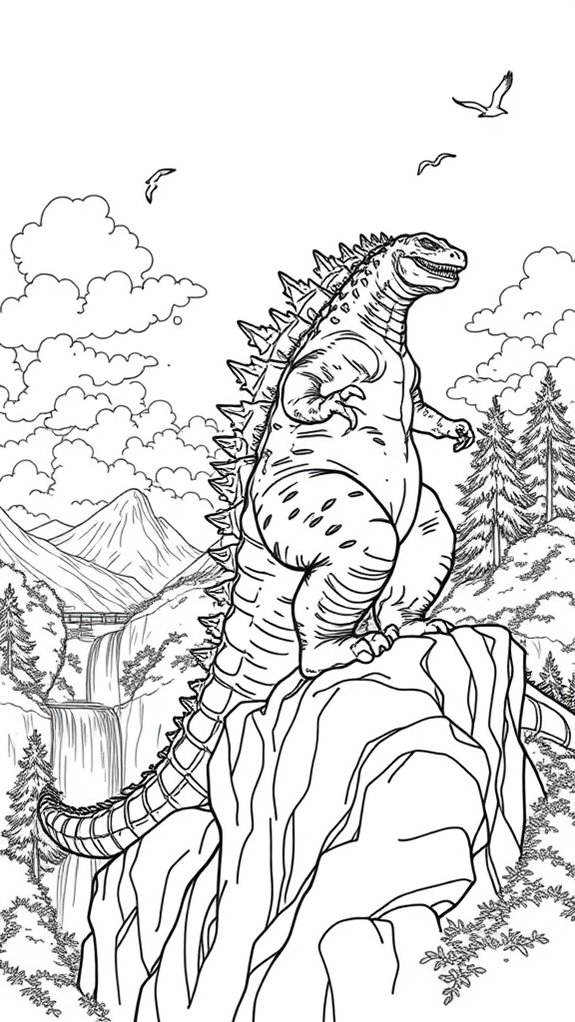 godzilla nature coloring page