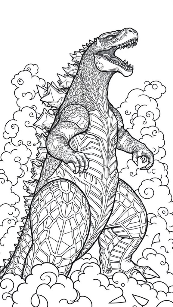 godzilla roaring amidst clouds