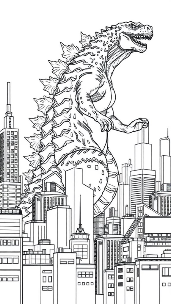 godzilla urban coloring page