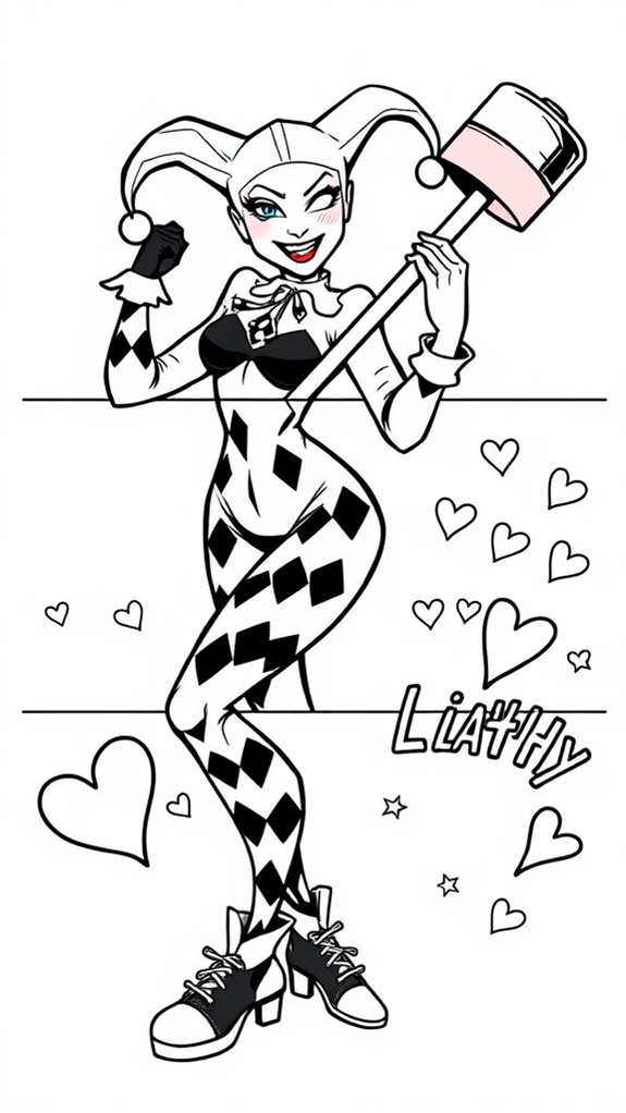 harley quinn coloring page