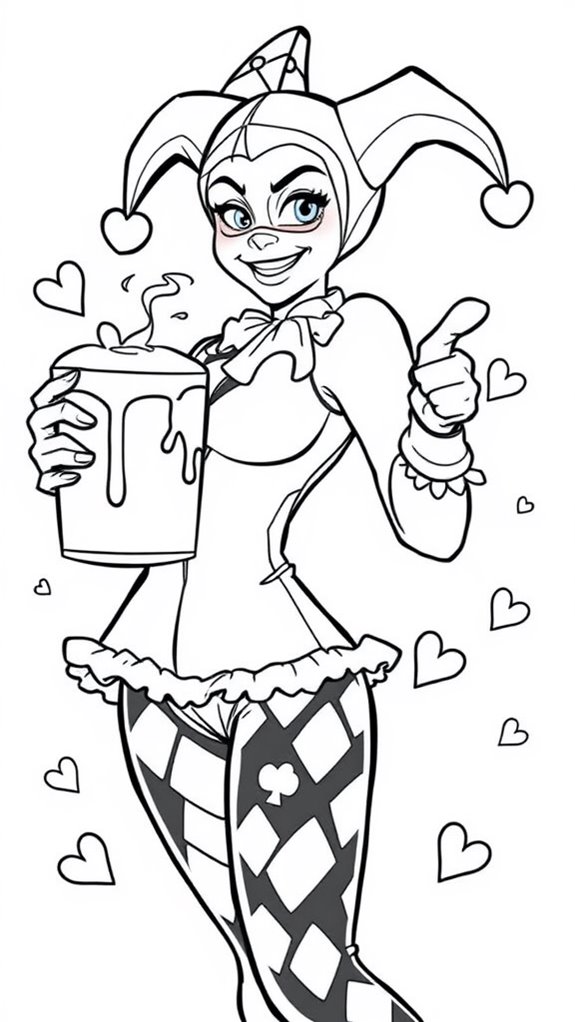 harley quinn pudding coloring page