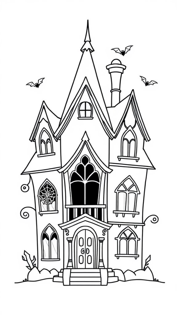 haunted house coloring page