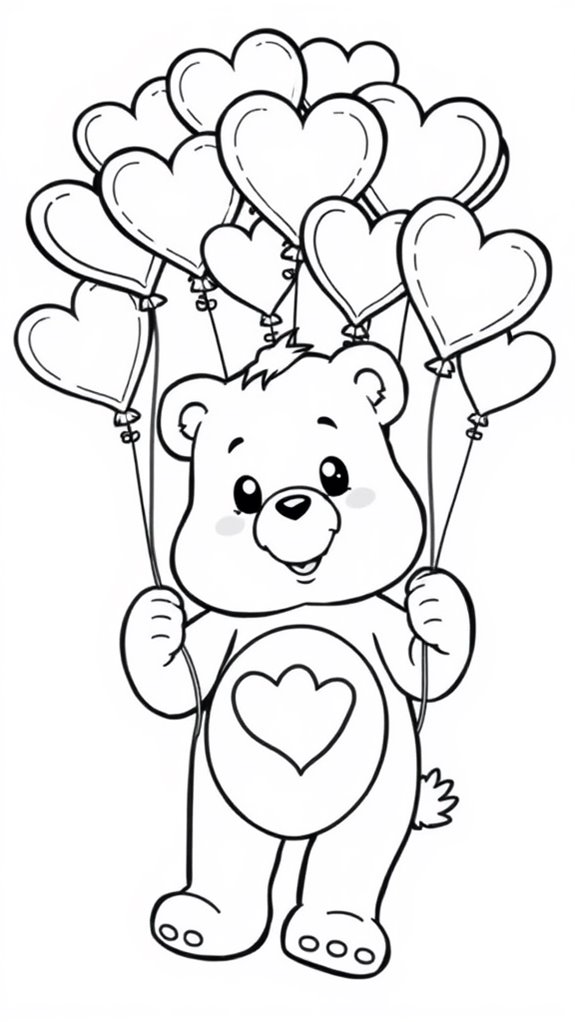 heart balloons coloring page