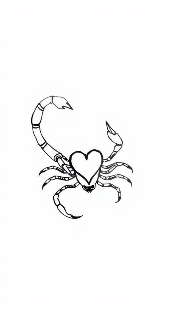heart shaped minimalist scorpion design