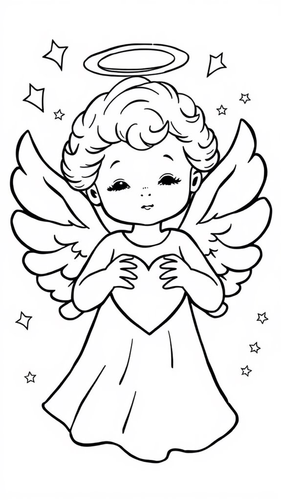 heartwarming angel coloring page
