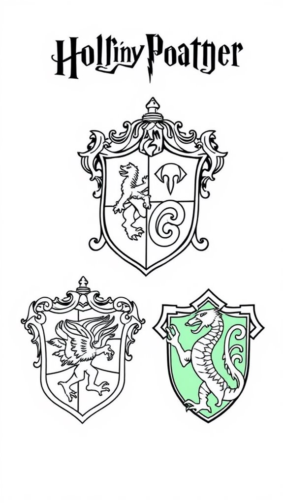 hogwarts house emblems coloring