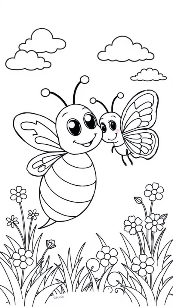 insect friendship coloring page