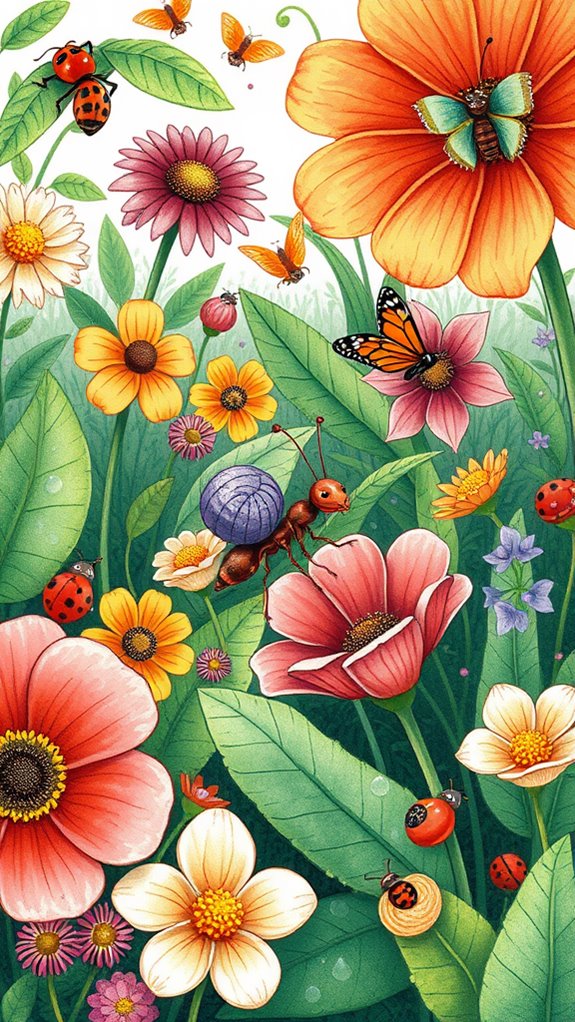 insect sketch in garden