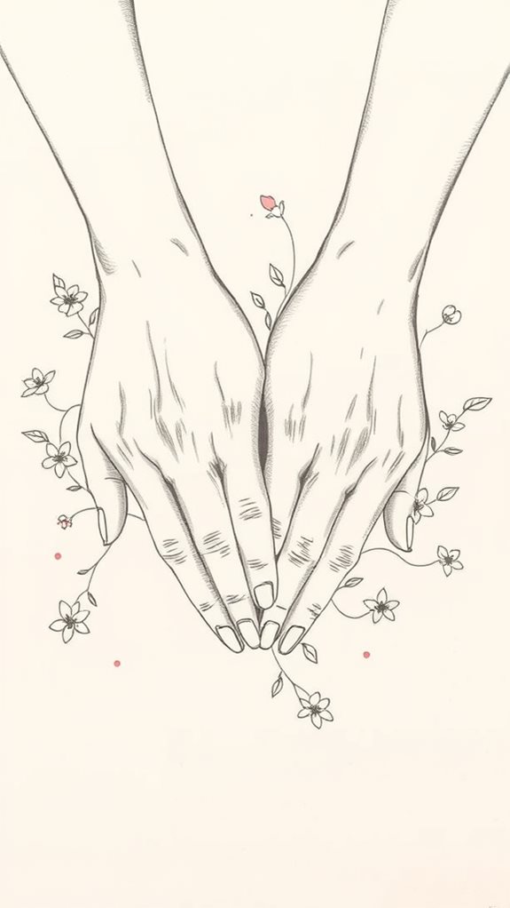 intertwined fingers artistic illustration