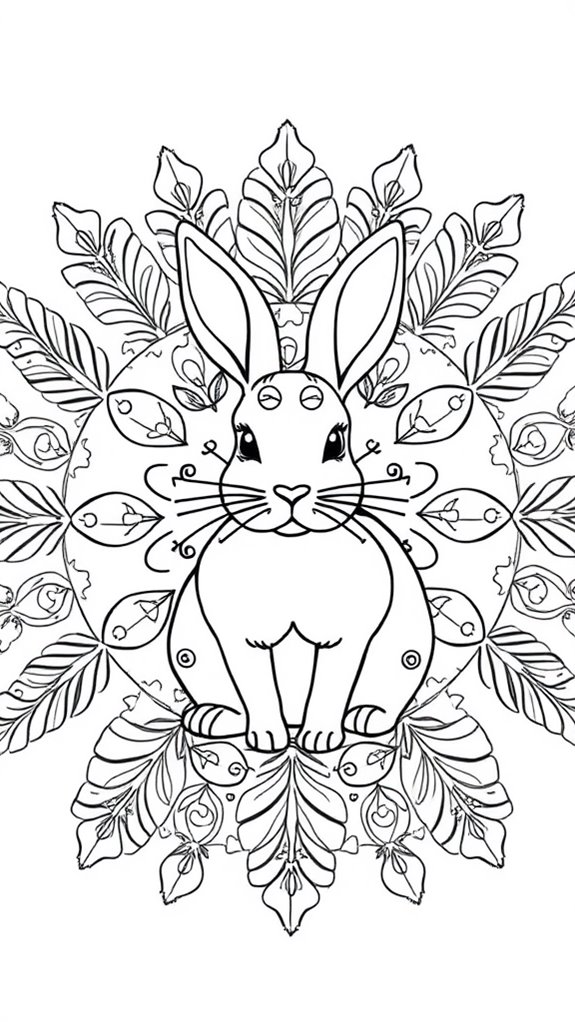 intricate rabbit coloring design