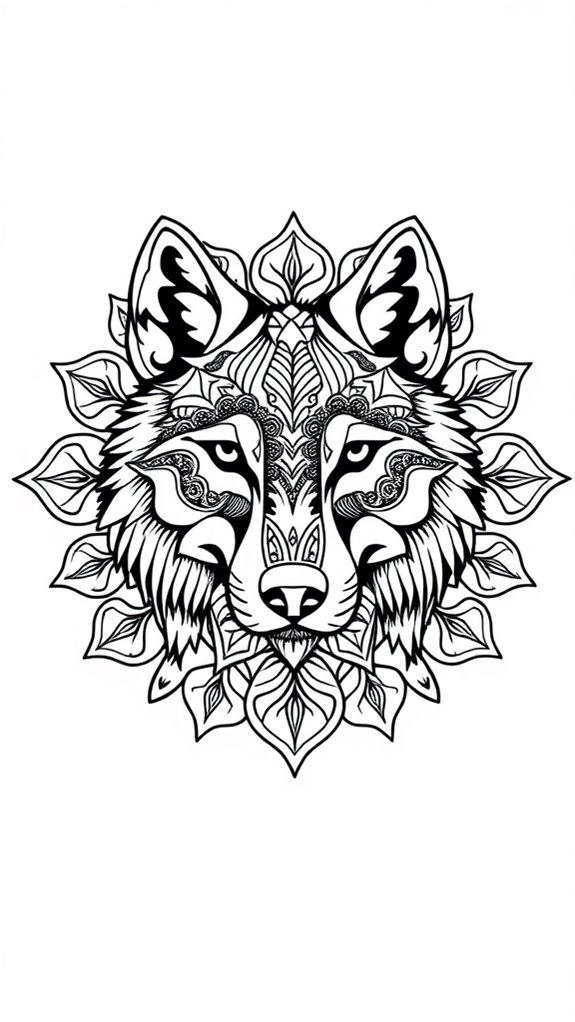 intricate wolf mandala design