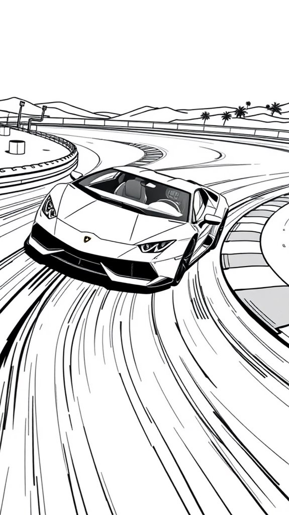 lamborghini race track coloring page