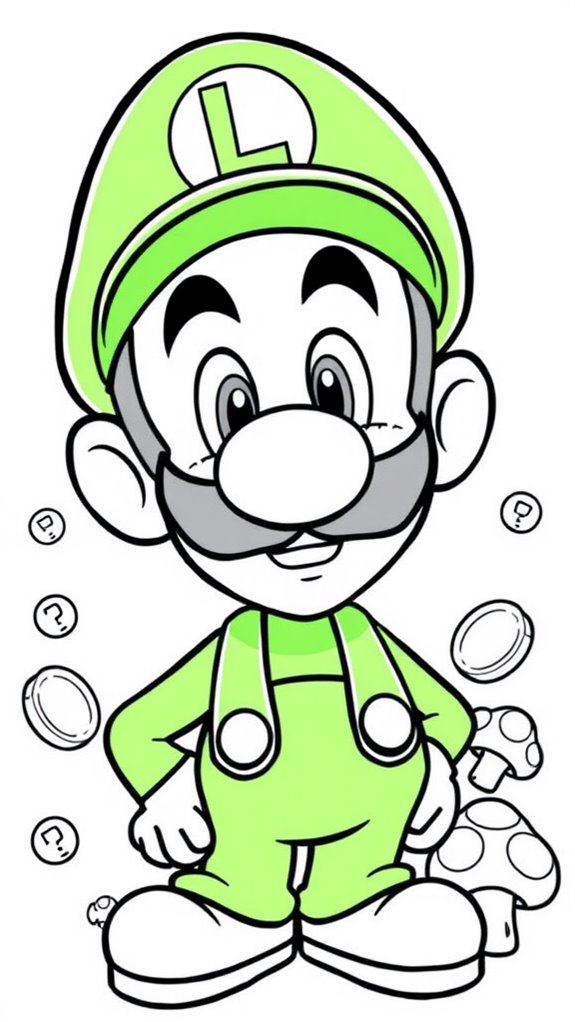 luigi coloring page art