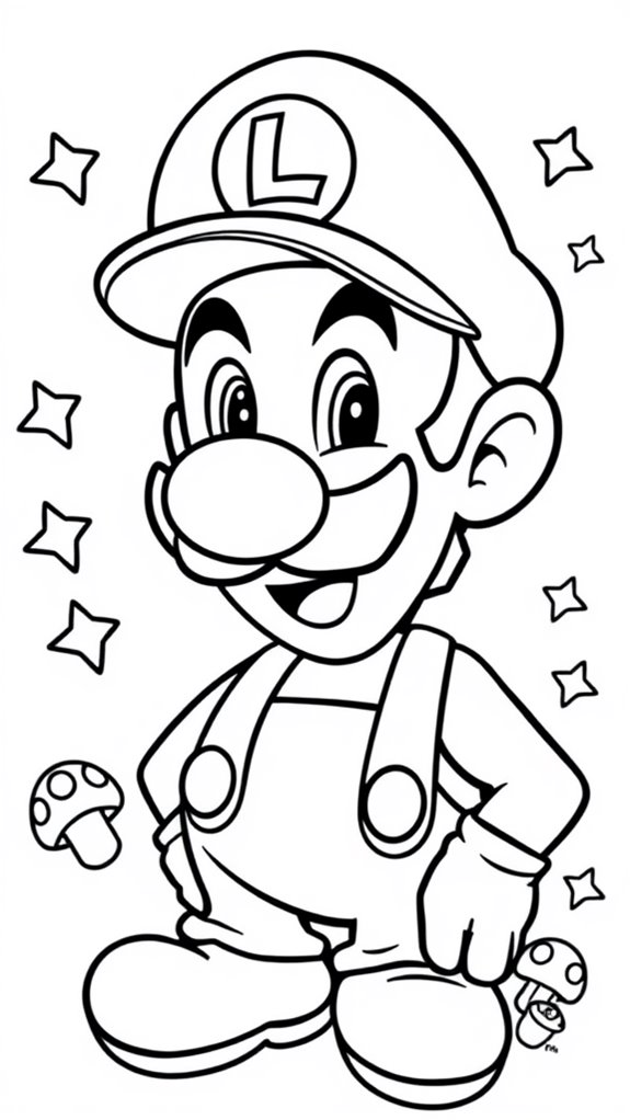luigi coloring page fun