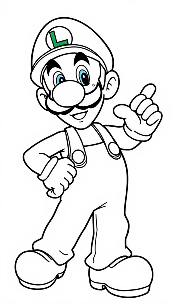 luigi coloring page outline
