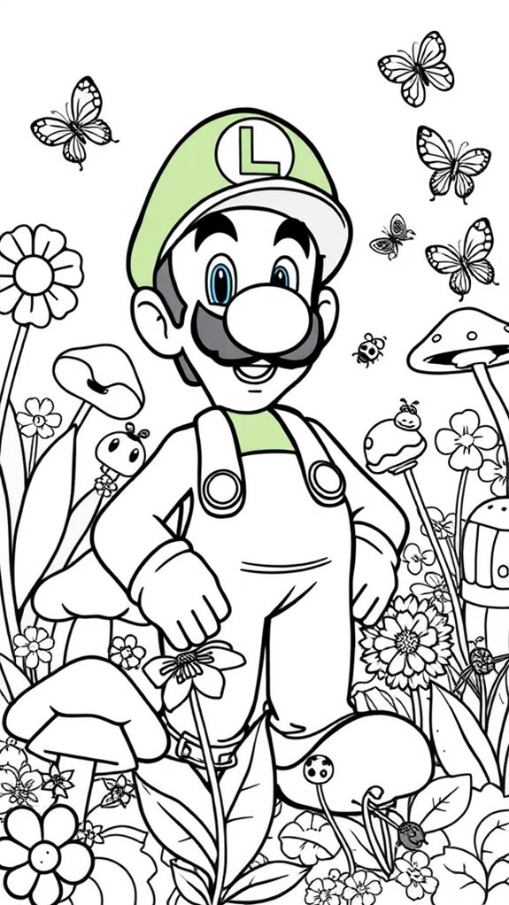 luigi garden coloring activity