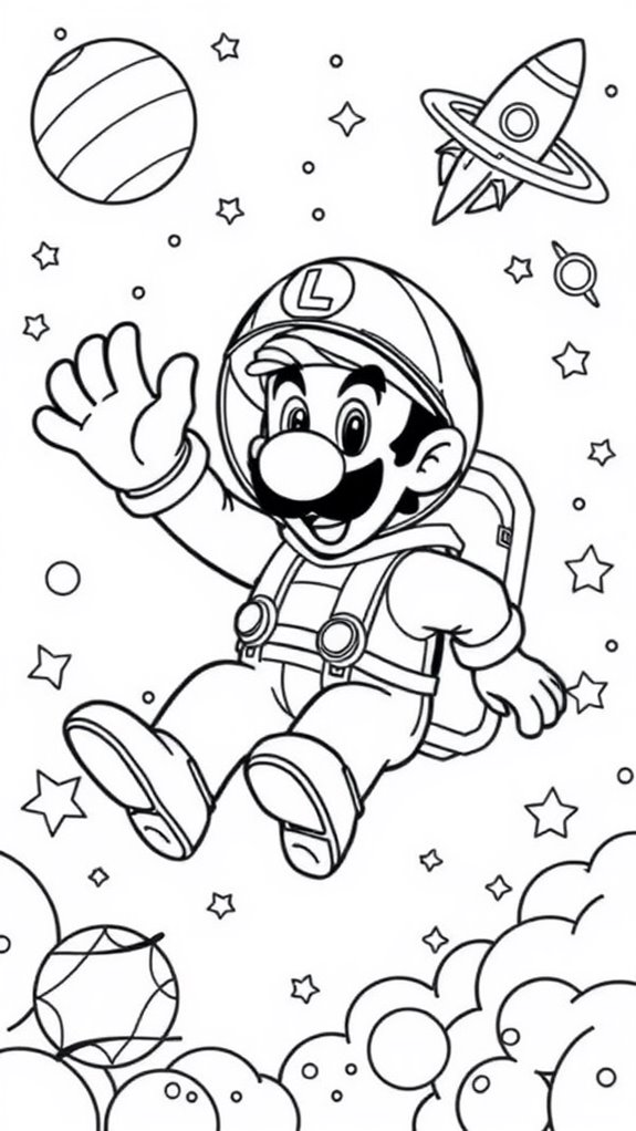 luigi space adventure coloring