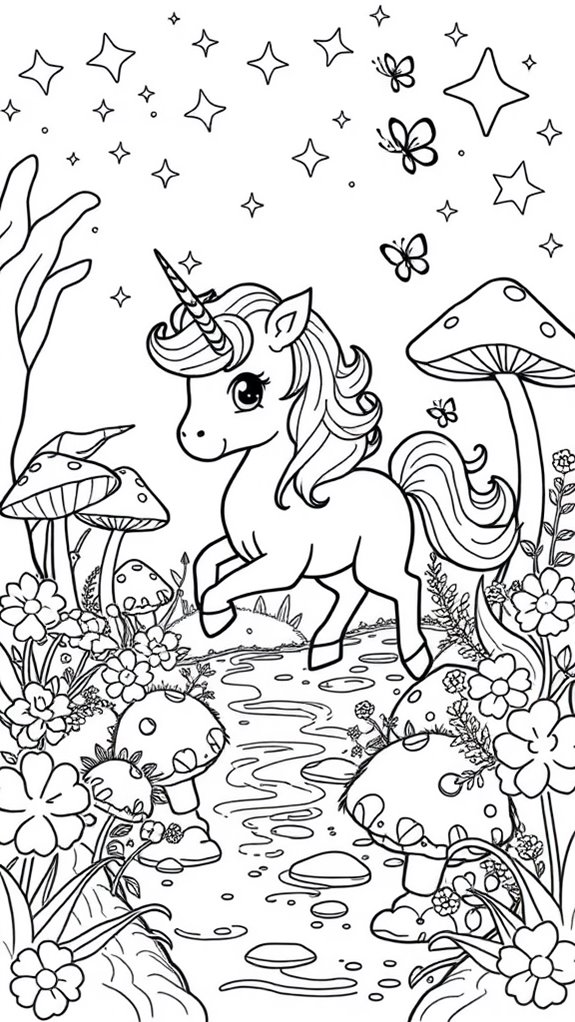 magical unicorn coloring page