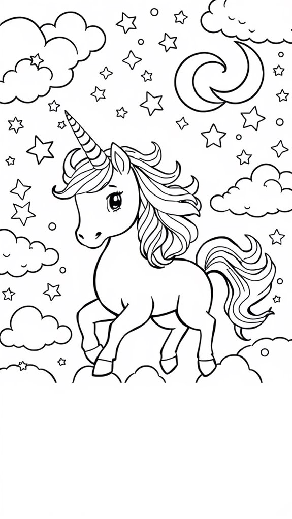 magical unicorn coloring page