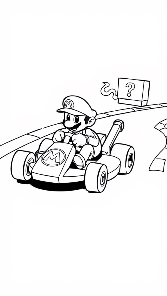 mario kart coloring activity