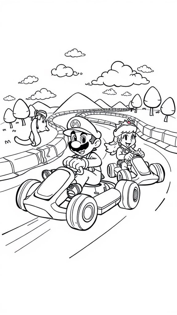 mario kart coloring fun