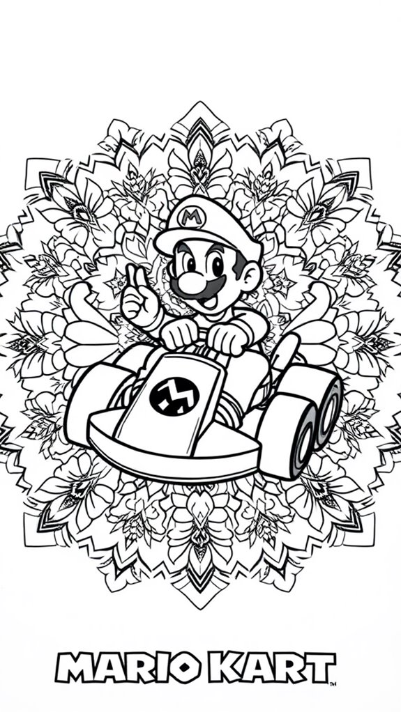 mario kart coloring fun