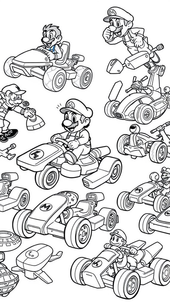 mario kart coloring page