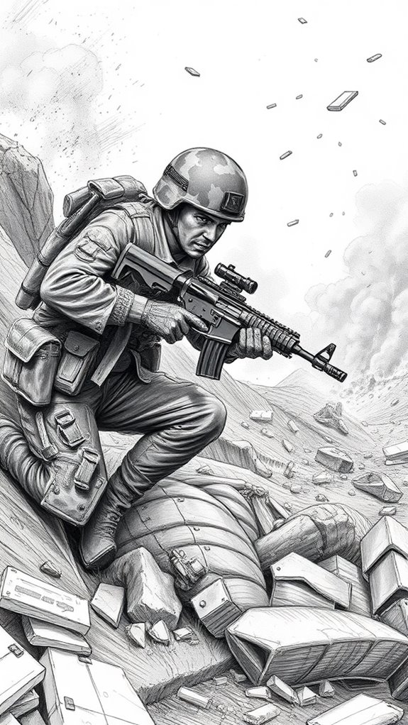 military combat art illustration