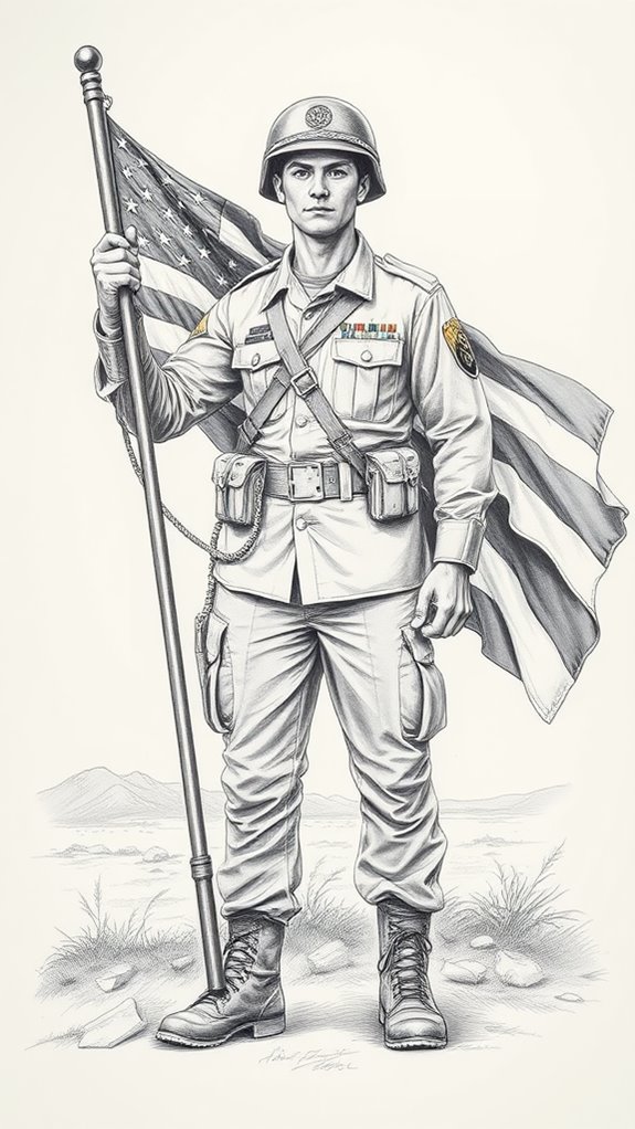 military tribute flag illustration