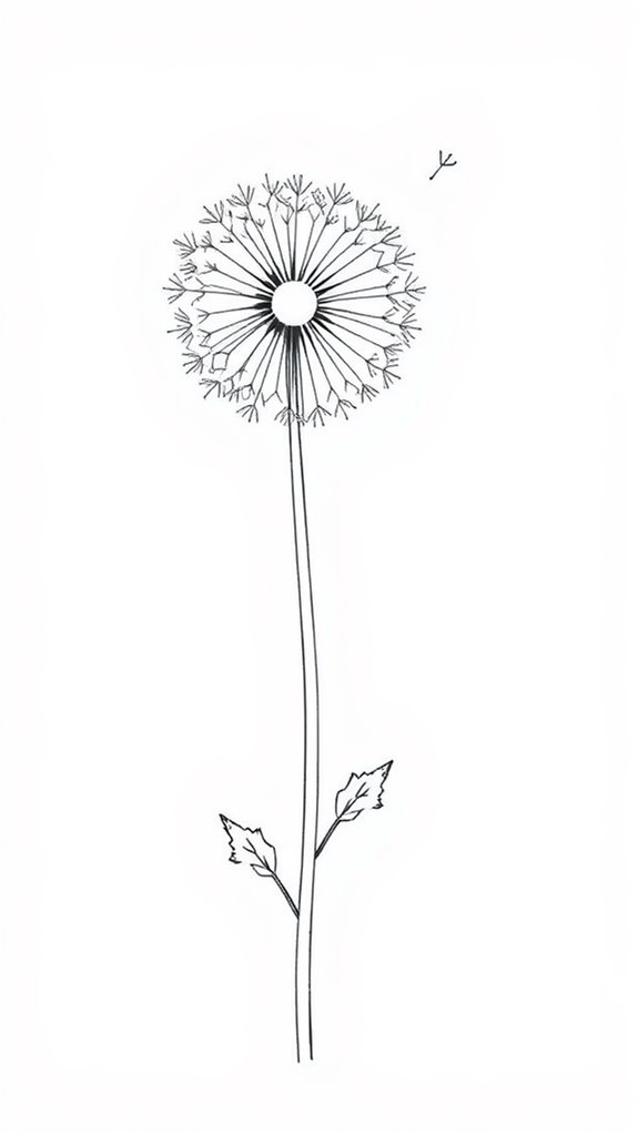 minimalist dandelion line art