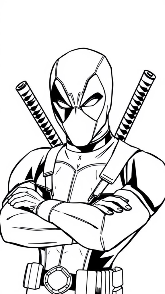 minimalist deadpool coloring page