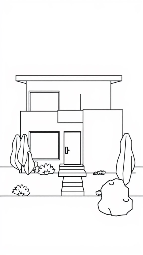 minimalist house coloring page