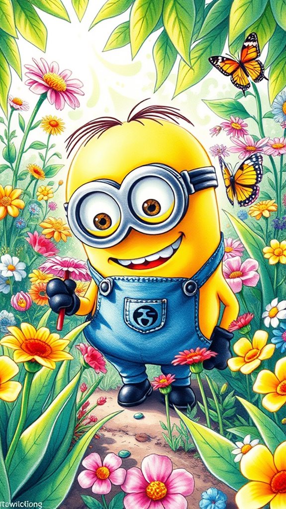minion in garden artwork