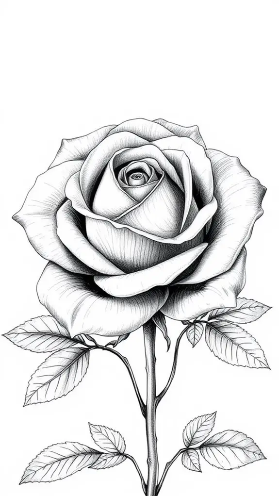 monochrome floral art illustration