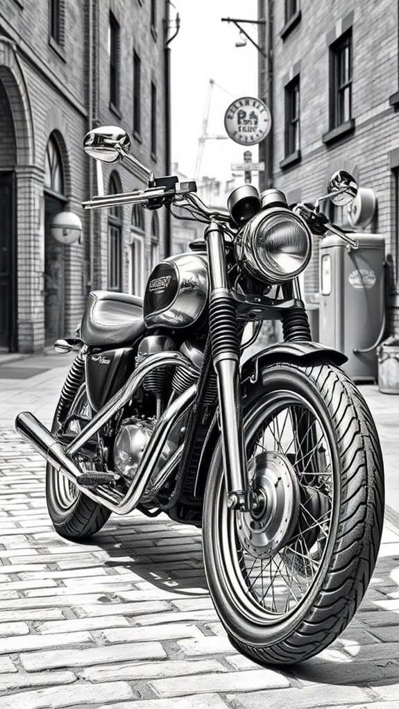 monochrome motorcycle artwork illustration