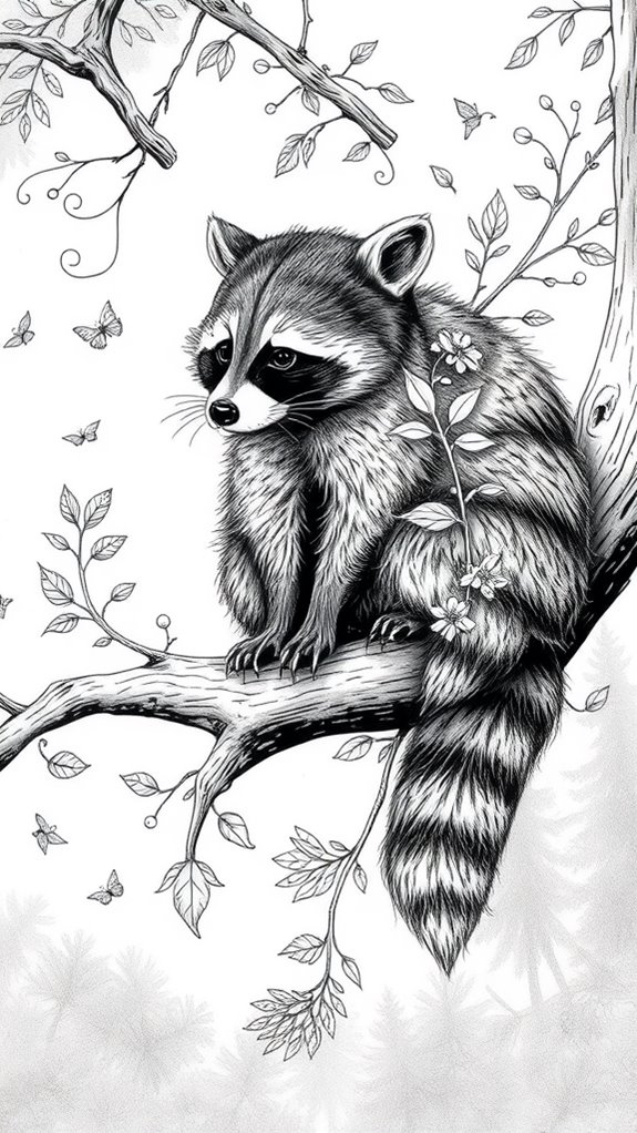 monochrome raccoon illustration design