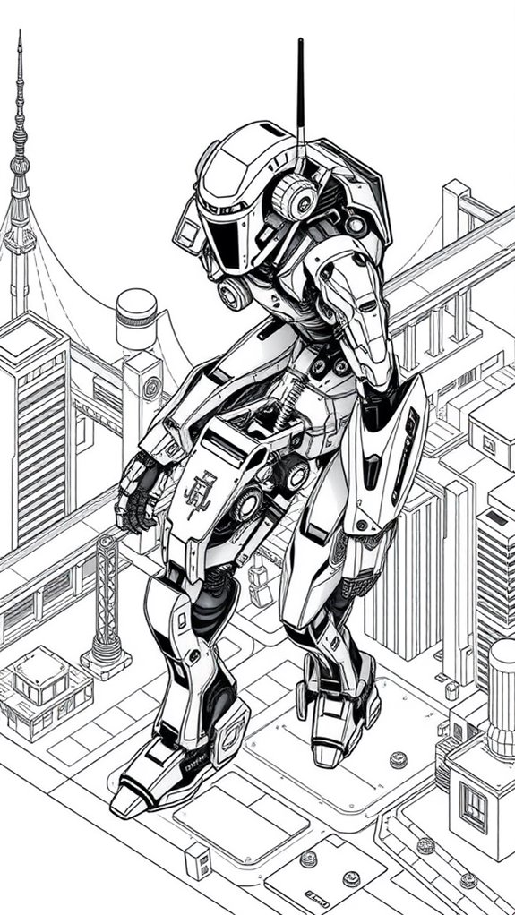 monochrome robotic illustration